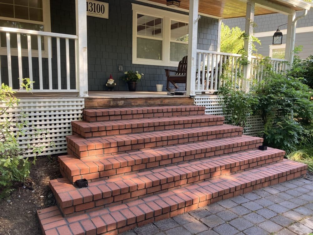 Brick front steps and retaining wall by 4 Belt Concrete Portland OR